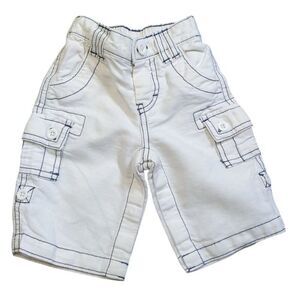BabyGap Infant Cargo Shorts 6-12 Months White With Blue Stitching